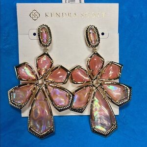 Kendra Scott Layne Pink and Gold Statement Earrings
